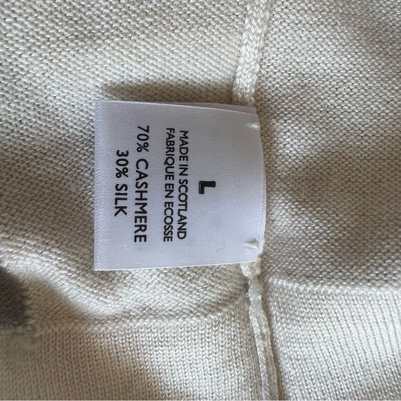 Maus & Hoffman Gray Cream Cashmere Silk 3/4 Sleeve Sweater Top L - Picture 9 of 11